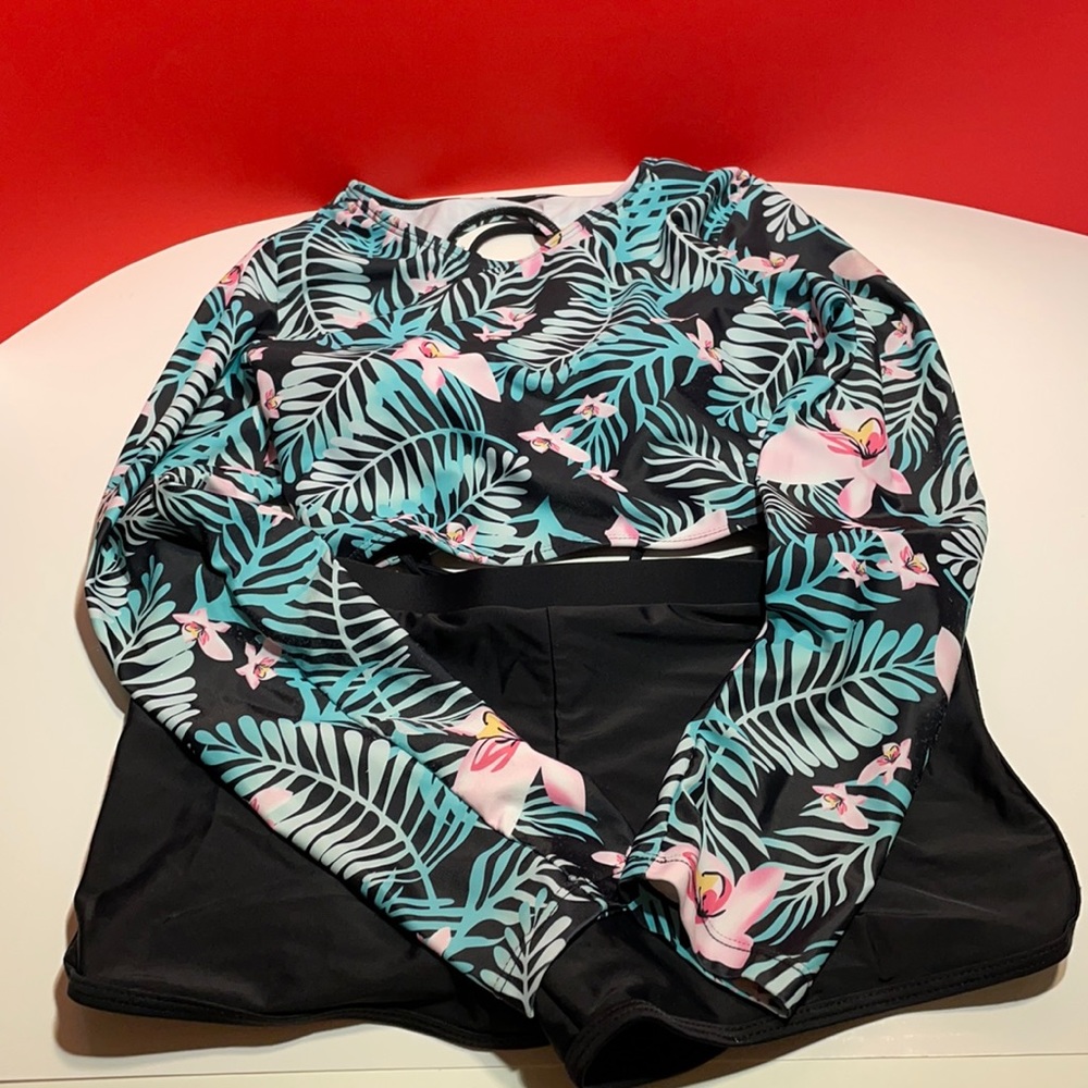 Tropical Lace-up Surfing Swimsuit